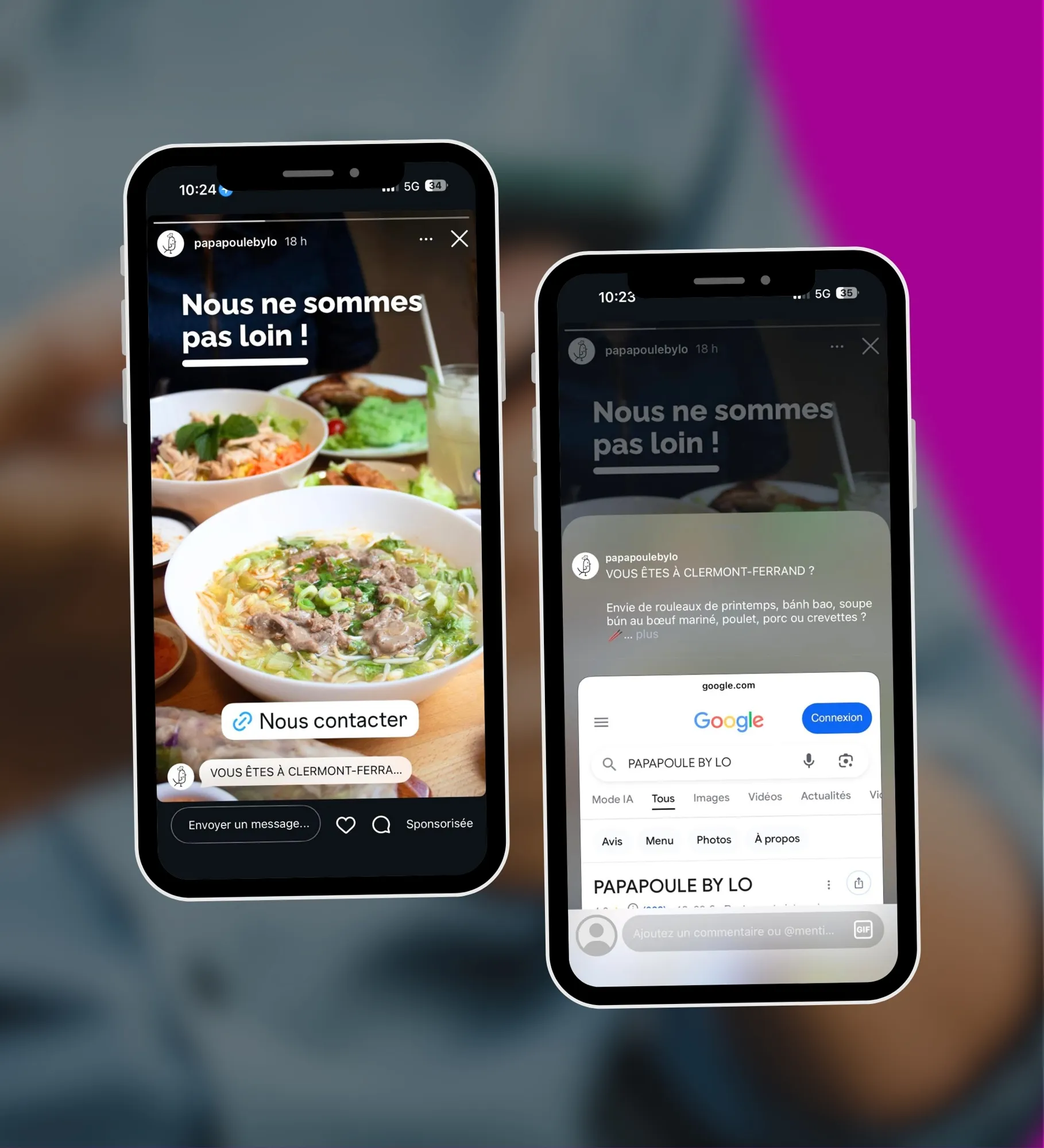 Publicité Instagram affichée sur smartphone, créée par Charlie