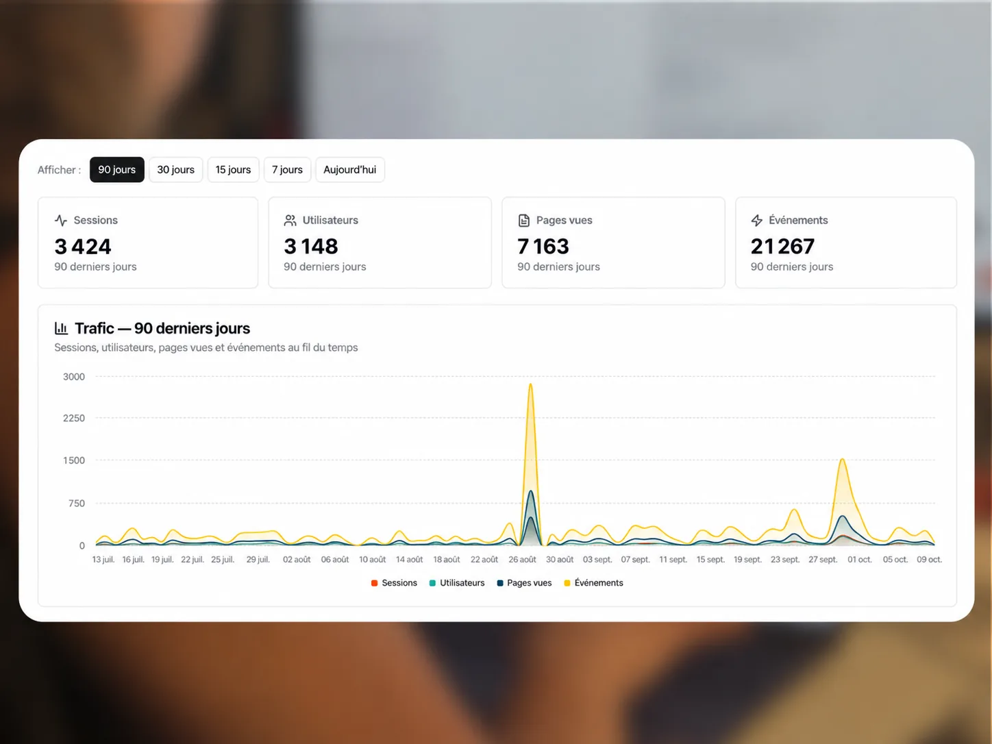 Statistiques de fréquentation d'un site internet analysées pendant l'audit