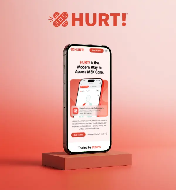 HurtApp website on a smartphone