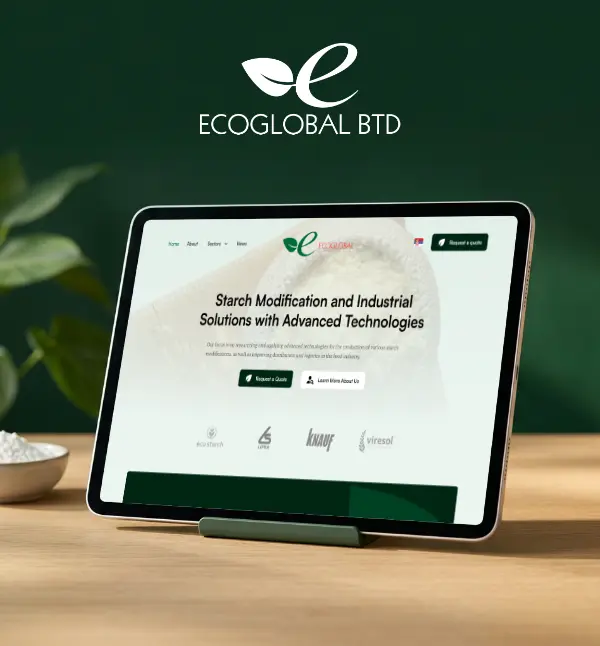 EcoglobalBTD website on a tablet
