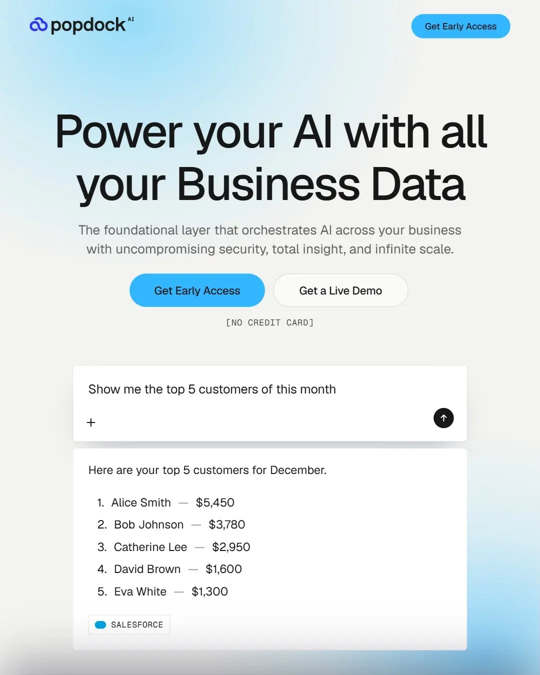 Popdock AI homepage