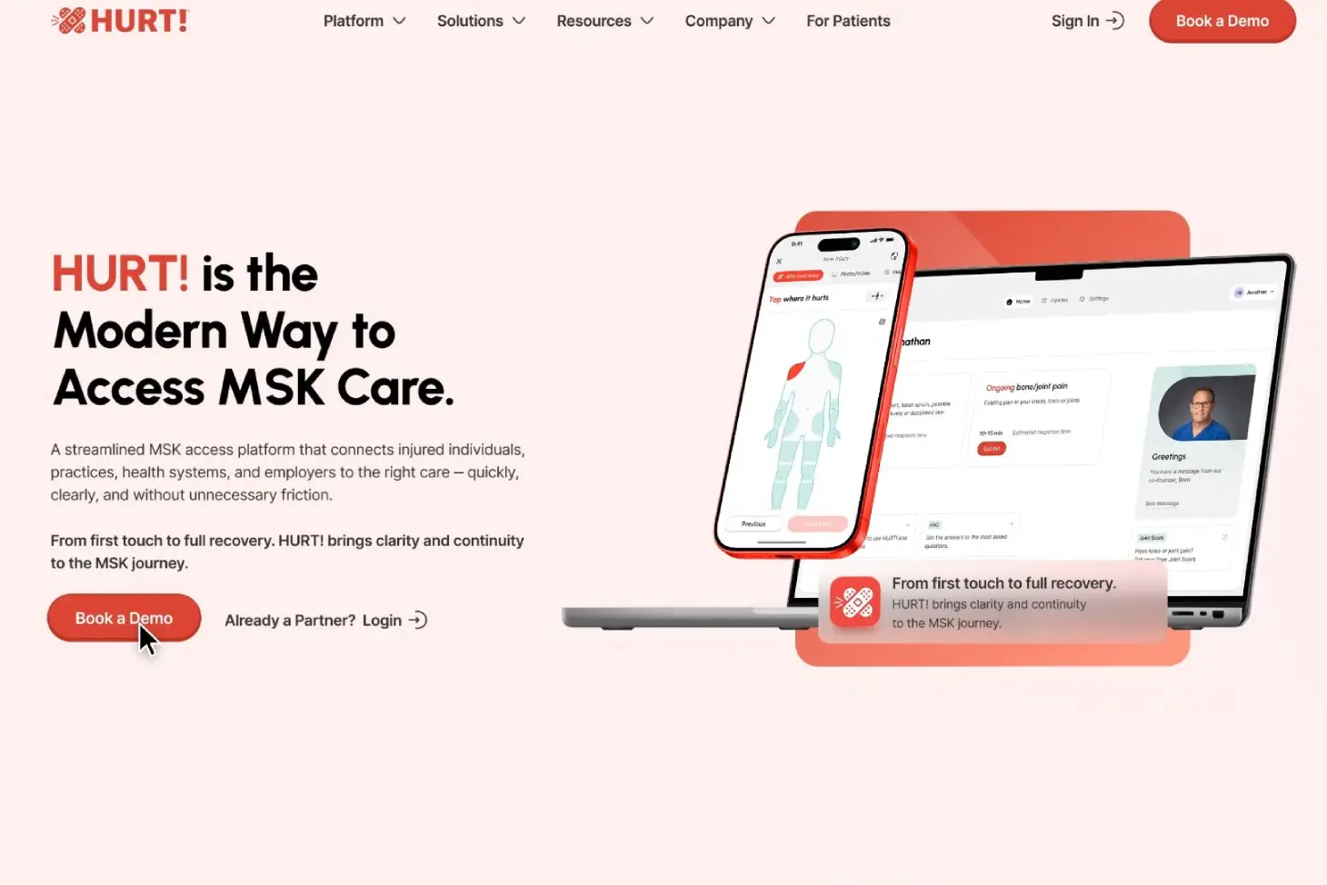 HurtApp homepage