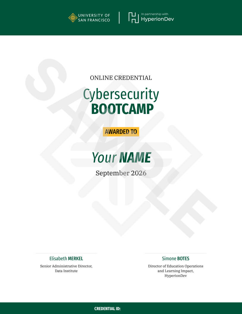 Certificate for the bootcamp