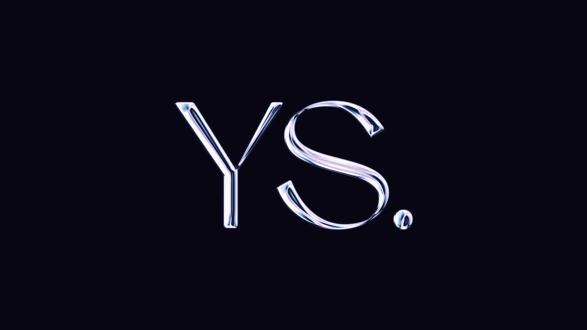 Shiny chrome text displaying the letters 'Y.S.' on a black background.