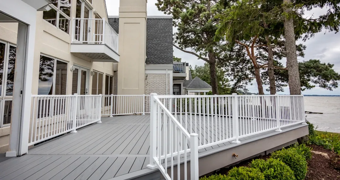 custom deck on back of home