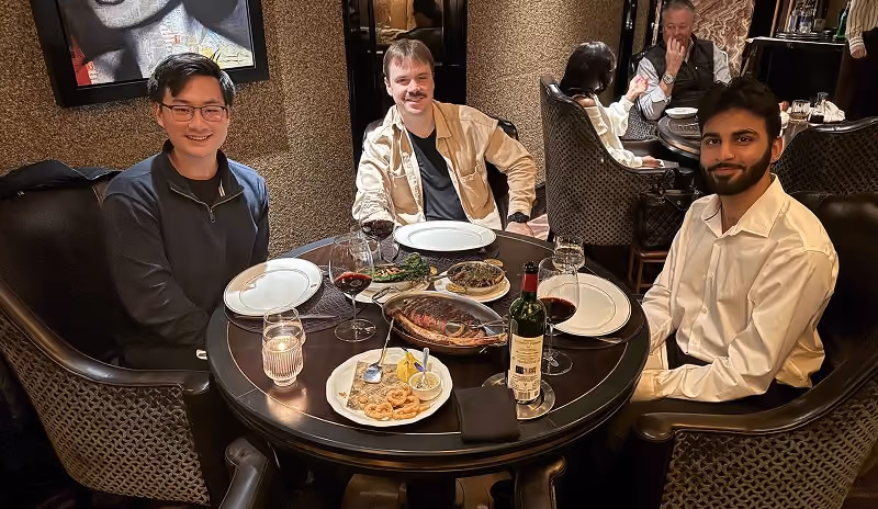 Affiniti team members at dinner