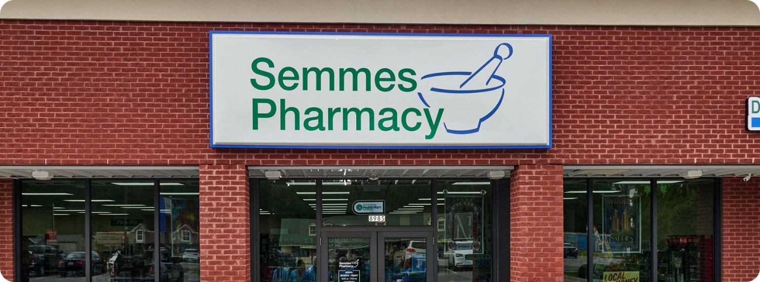 Semmes Pharmacy storefront in Semmes, Alabama