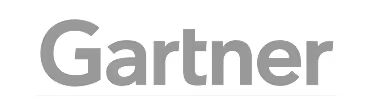 Gartner company logo in blue font on a black background.