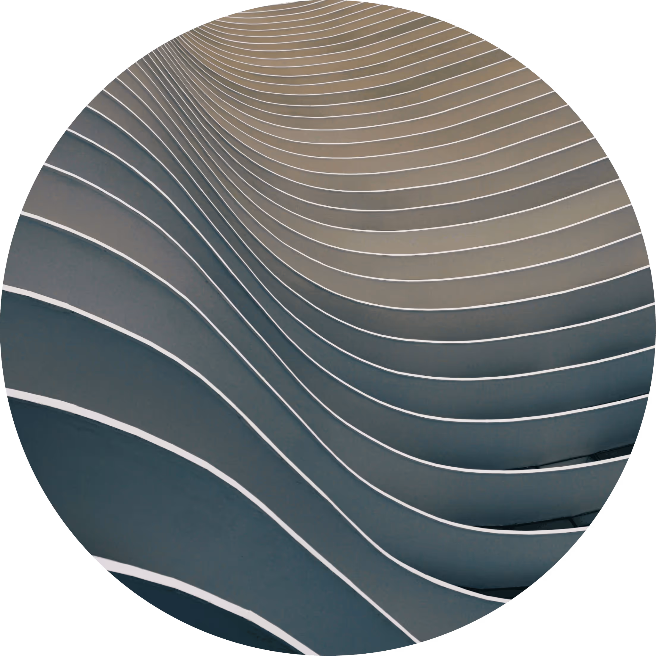 Abstract curved architectural lines creating a wave-like pattern in shades of gray and beige.