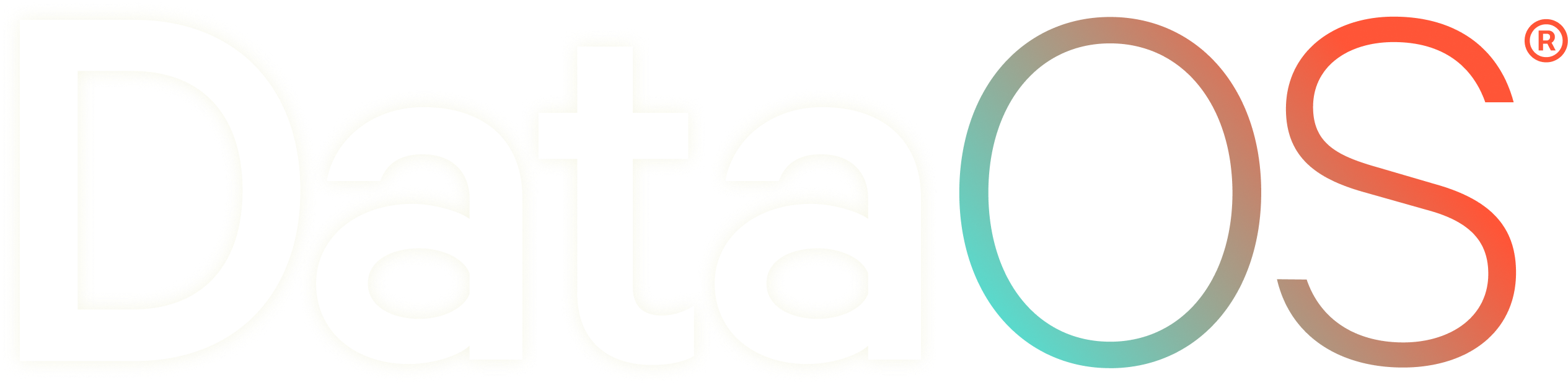 Logo text displaying 'DataOS' with a gradient color on 'OS' and registered trademark symbol.