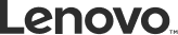 Lenovo logo with red Lenovo text on a black rectangular background.