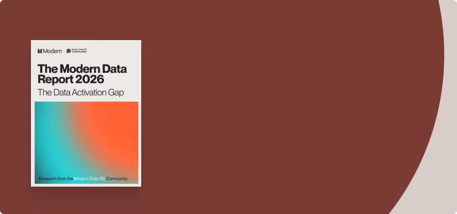 Cover of The Modern Data Report 2026 titled The Data Activation Gap with colorful gradient on left side.