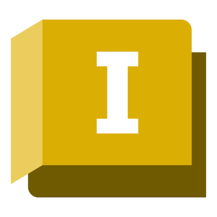 Icon with a bold white capital letter I on a folded square background in shades of yellow and brown.