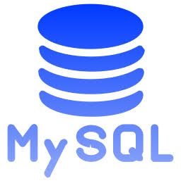 MySQL logo featuring a blue stack of three rounded discs above the text 'MySQL' in blue gradient letters.