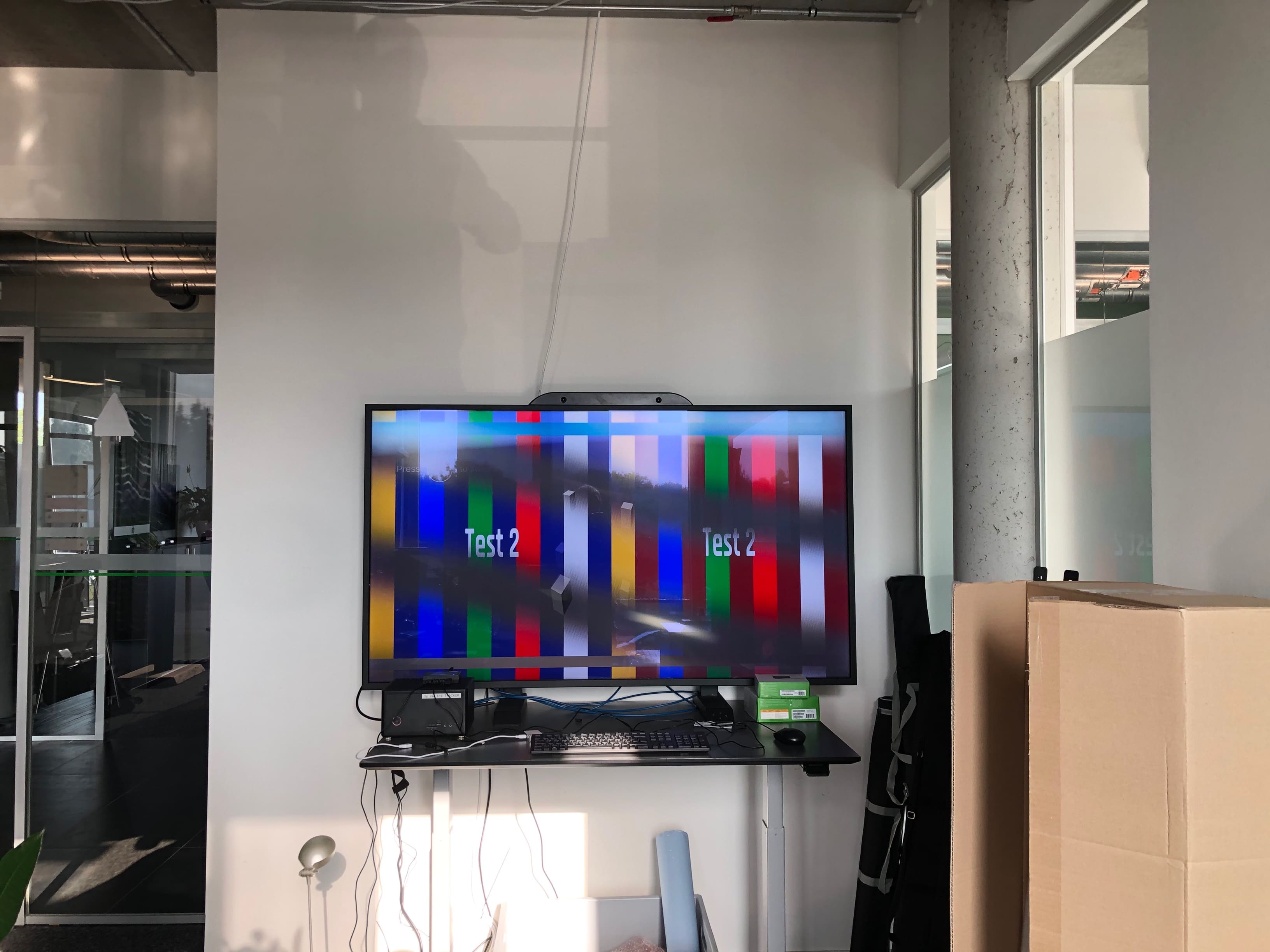 Stereoscopic display setup used during interactive application development.