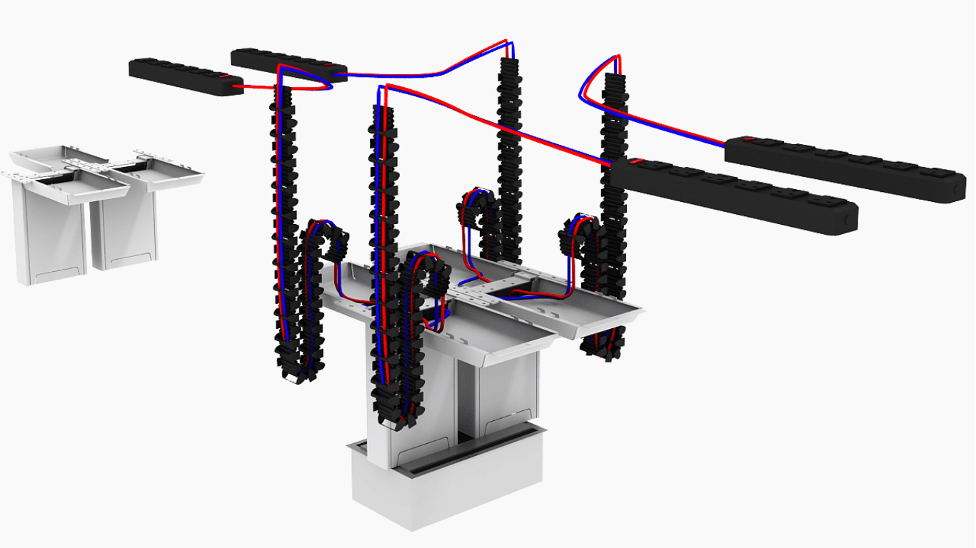 3D visualization exploring cable management for a complex product.