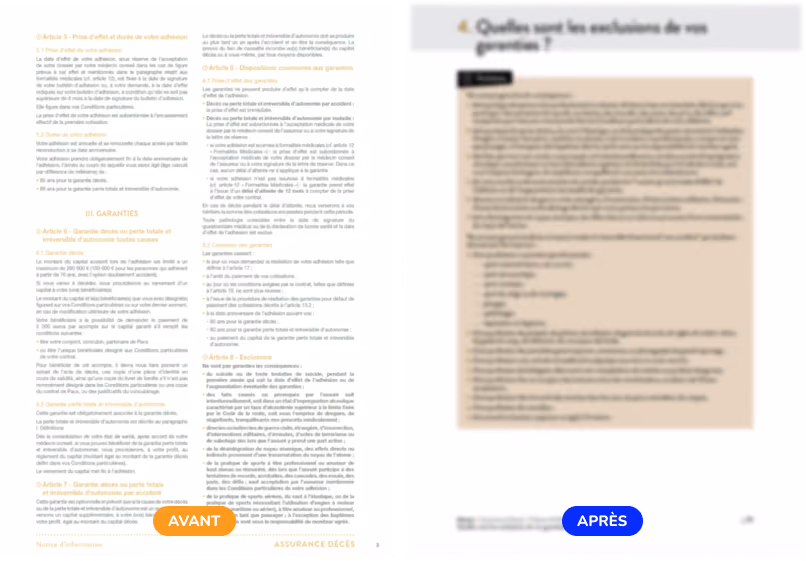 Transformation d'un document listant les exclusions d'une garantie