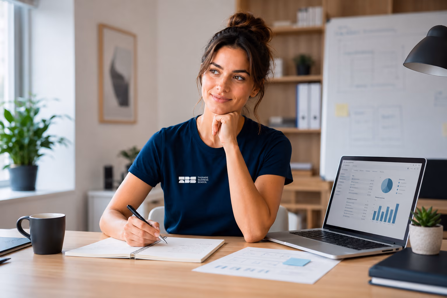 Therapeutin der Therapie Business School arbeitet mit Praxiskennzahlen.
