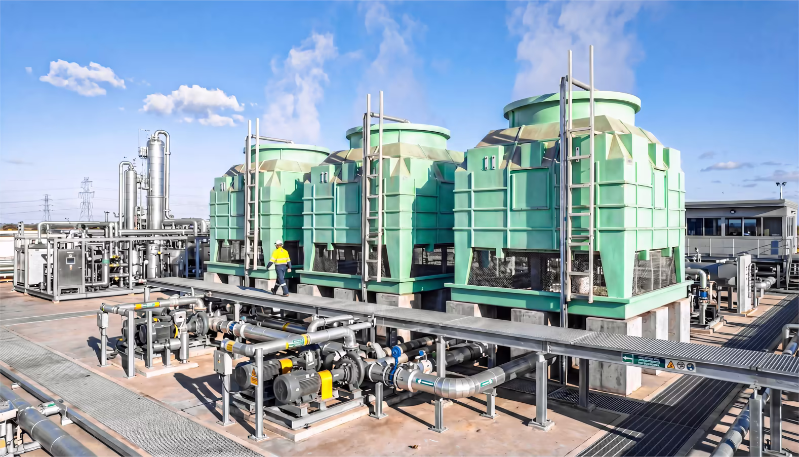 Cooling towers installed at an industrial facility in Pune