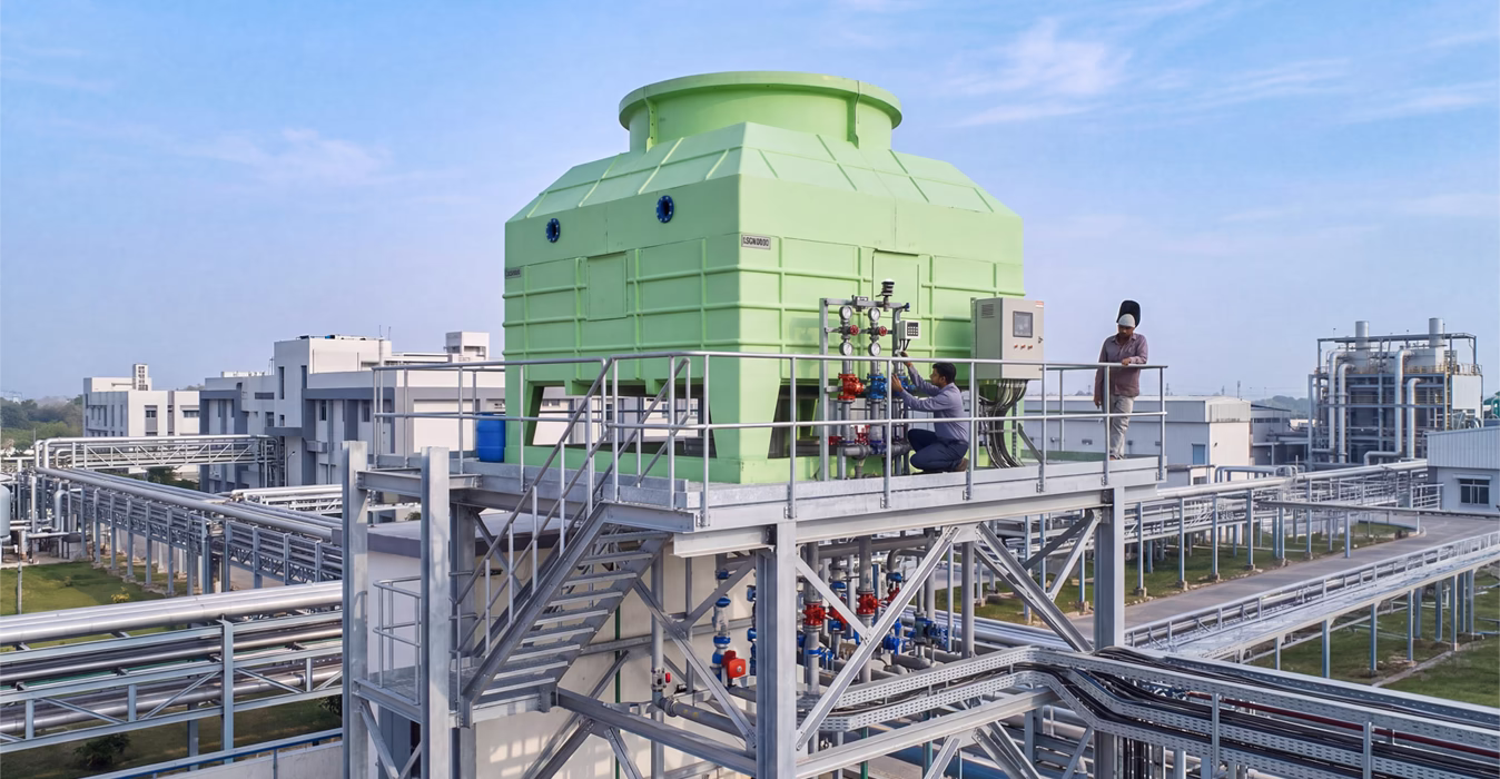 FRP Cooling Tower in a textile company in Gujarat