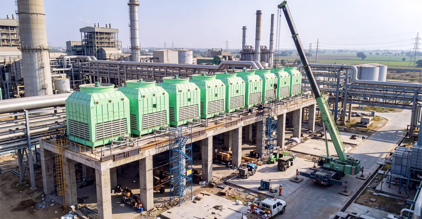 Large number of cooling towers manufactured by Himgiri cooling towers as an alternative to Paharpur Cooling Towers