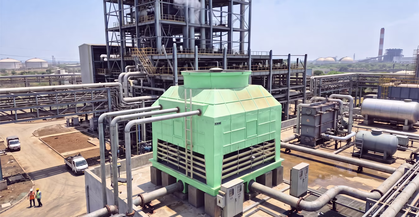 Counter flow cooling tower installed at a metals processing Facility in Baroda