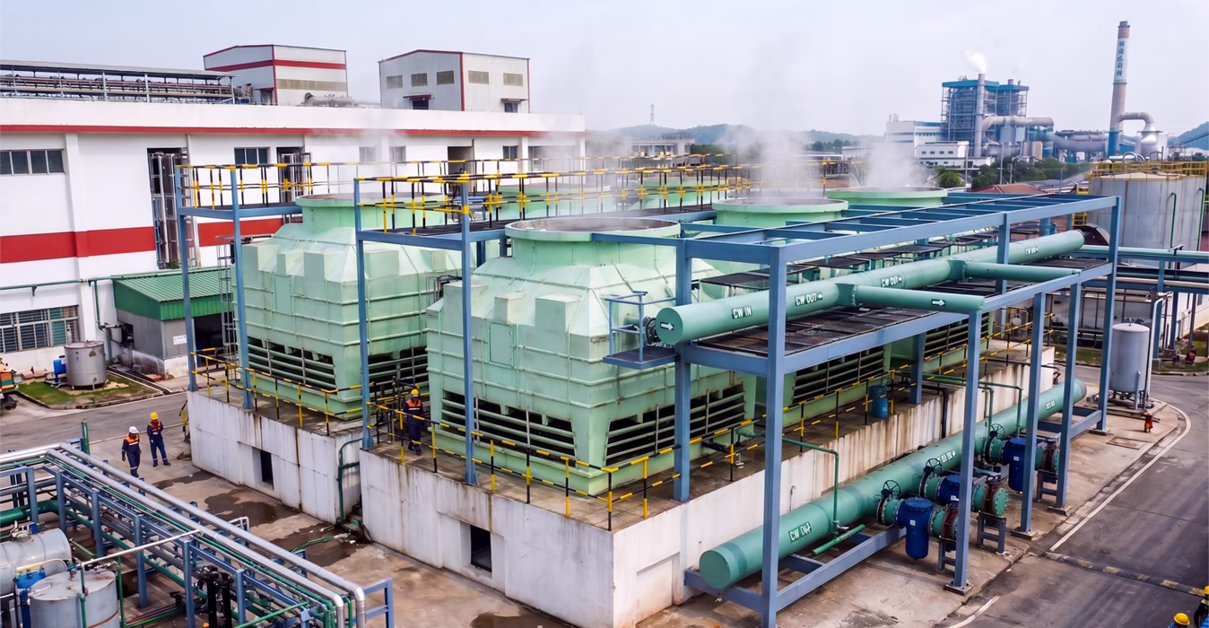 Large number of cooling tower manufactured by Himgiri Cooling Towers and installed in Dahej