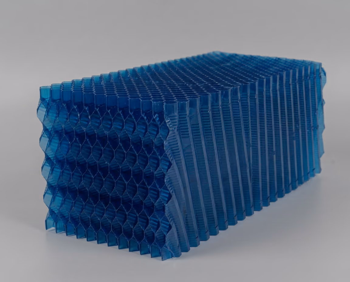 Cooling tower drift eliminator of PVC, made by a reputed manufacturer.