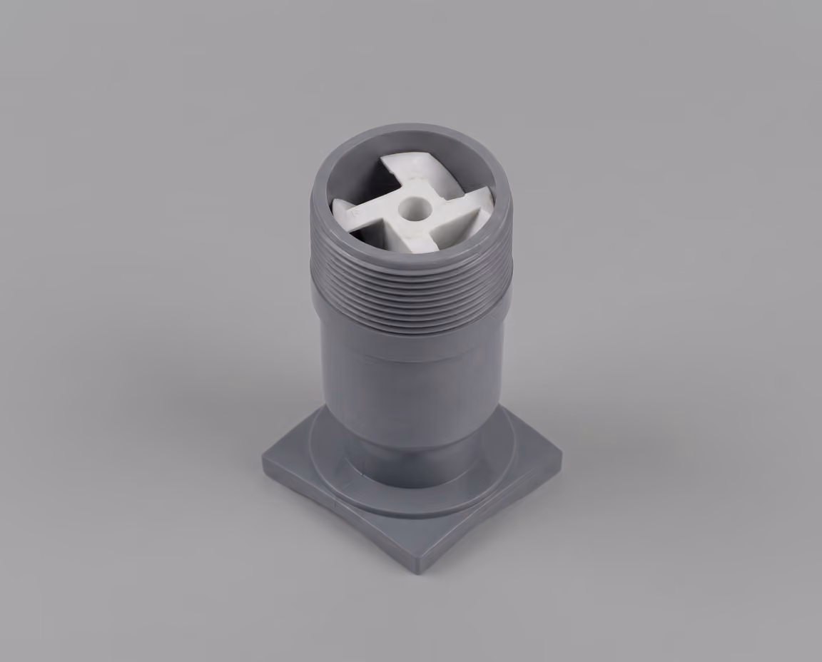Industrial cooling tower nozzle of non-clogging design made with polypropylene and ABS, made by a reputed manufacturer.