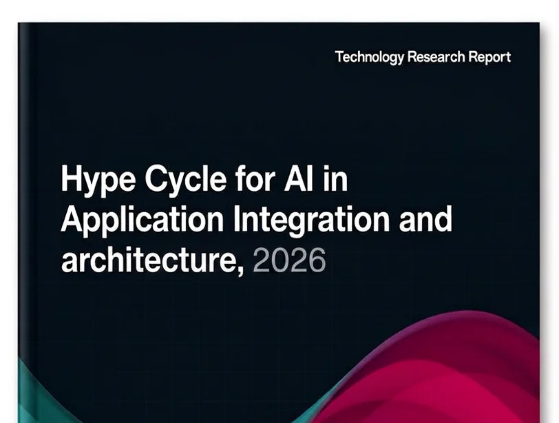 Cover of the Gartner Hype Cycle for AI in Application Integration and Architecture, 2026 report