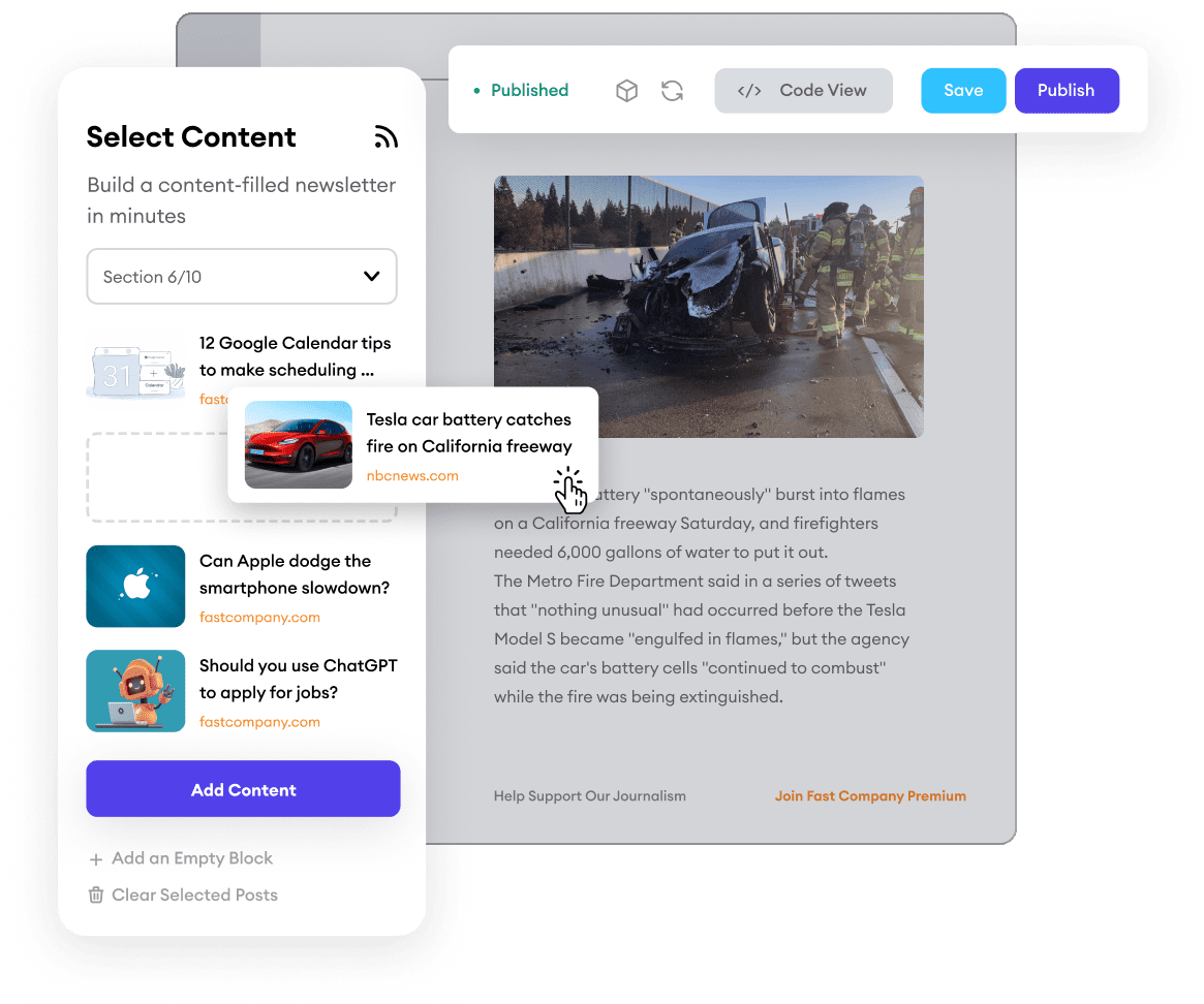 How to drag and drop content into your newsletter.