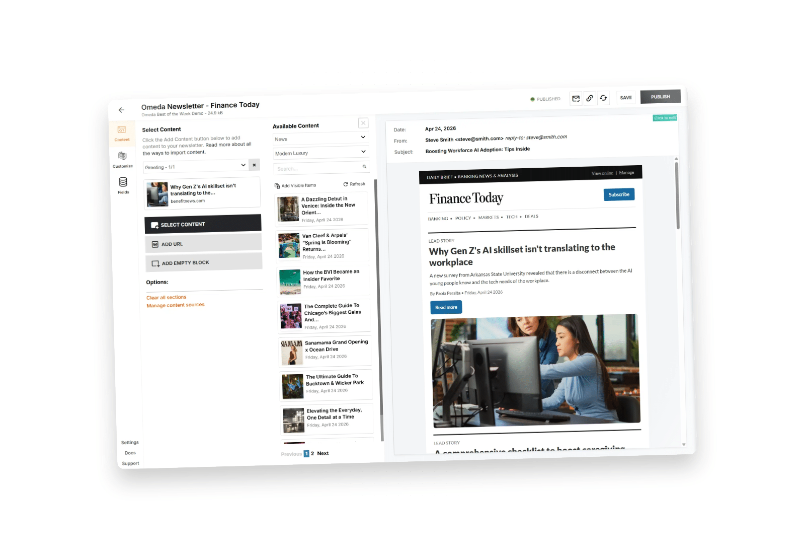 Automated newsletter content syncing