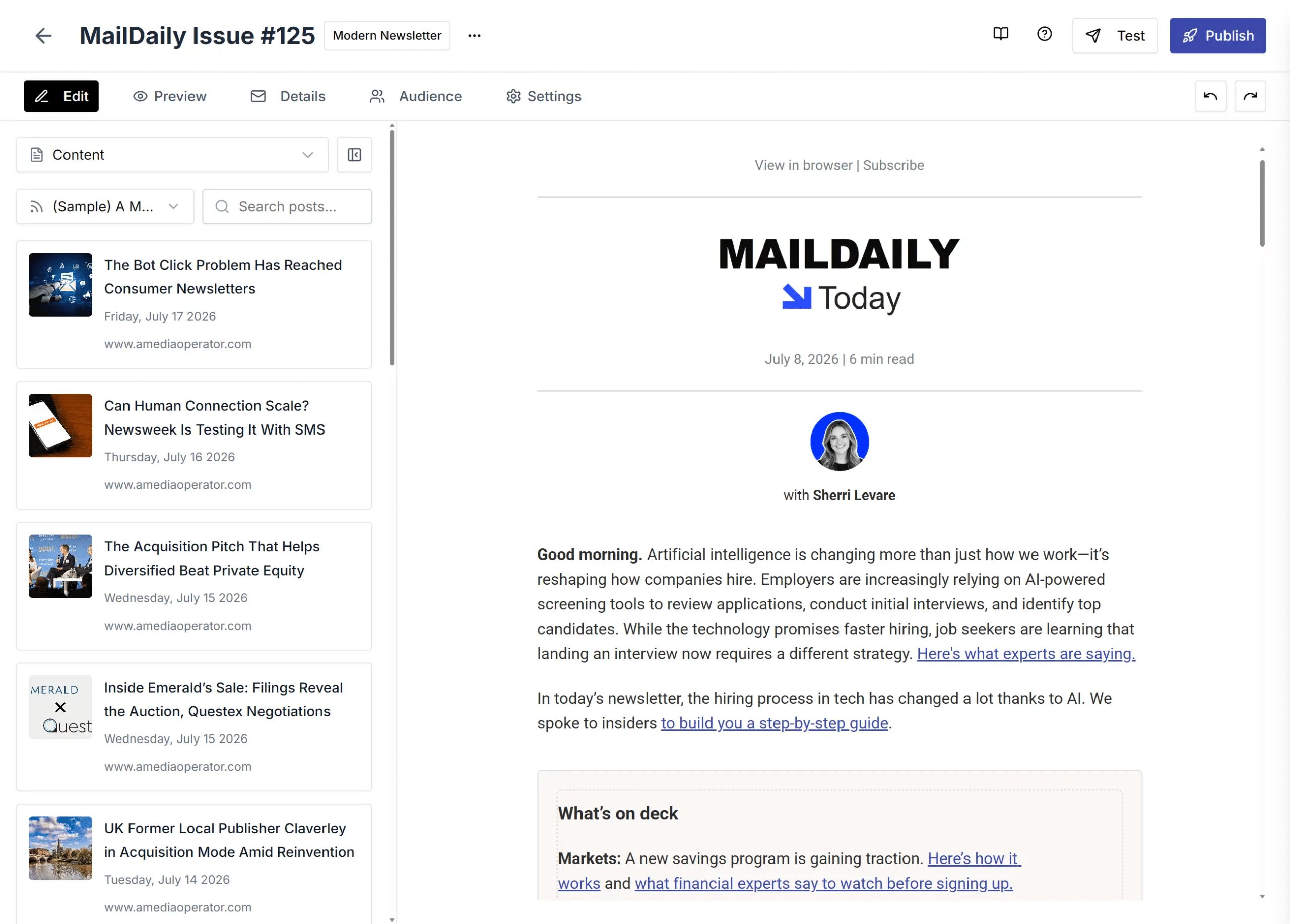 Mailchimp Newsletter Builder