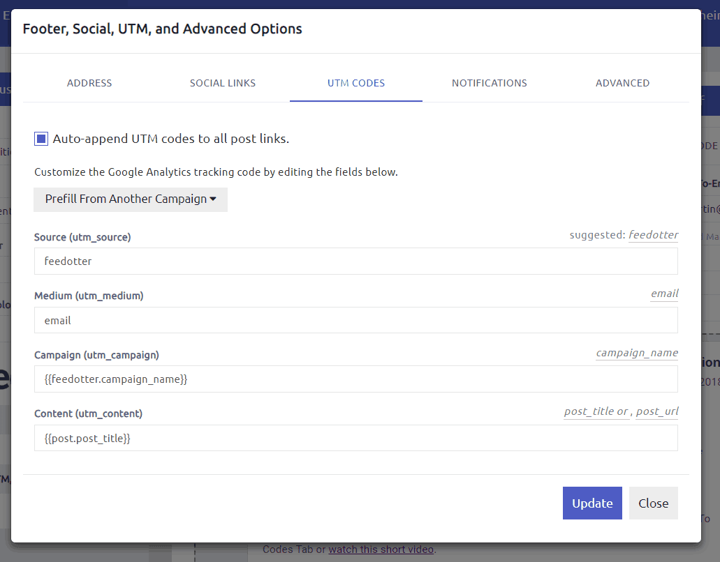 New Feature: Add UTM Tracking Codes to RSS and Curated Emails
