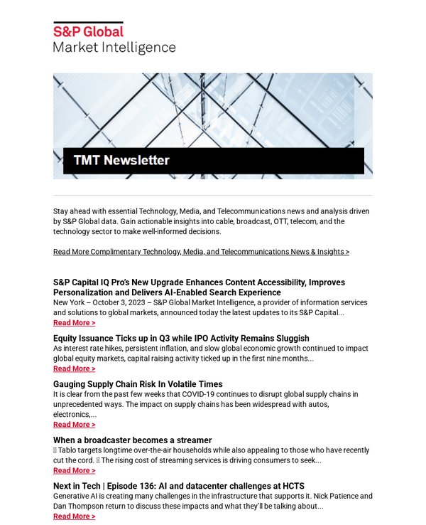 S&P Global newsletter