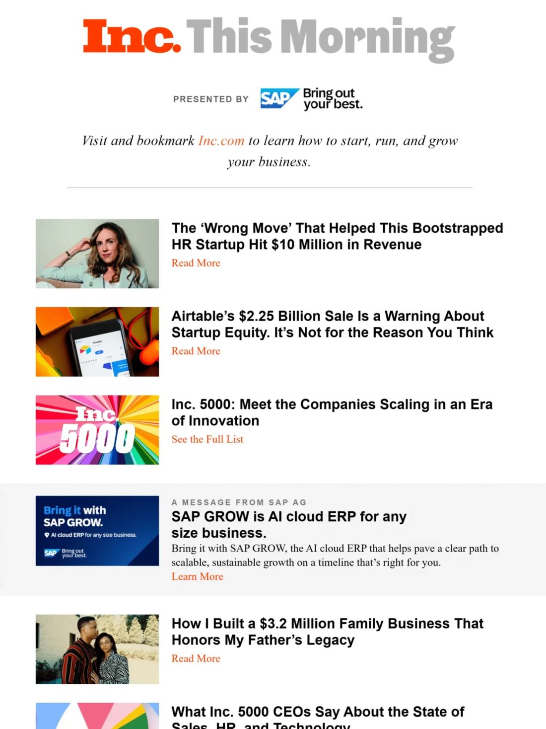 Inc. This Morning newsletter built with Feedotter