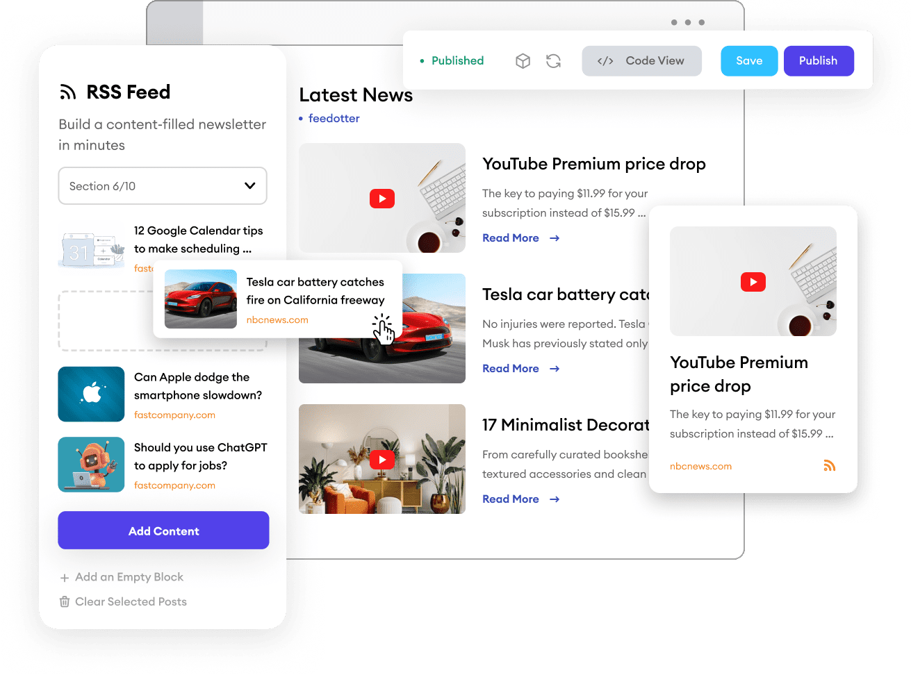 WordPress RSS feed content pulled into a Feedotter newsletter