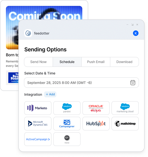 Feedotter sending options for a WordPress newsletter
