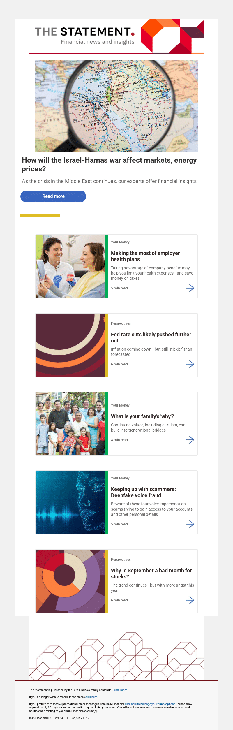 BOK Financial newsletter example
