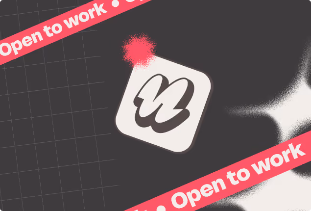 Monogramme « n » sur fond sombre, entouré de bandeaux « Open to work »