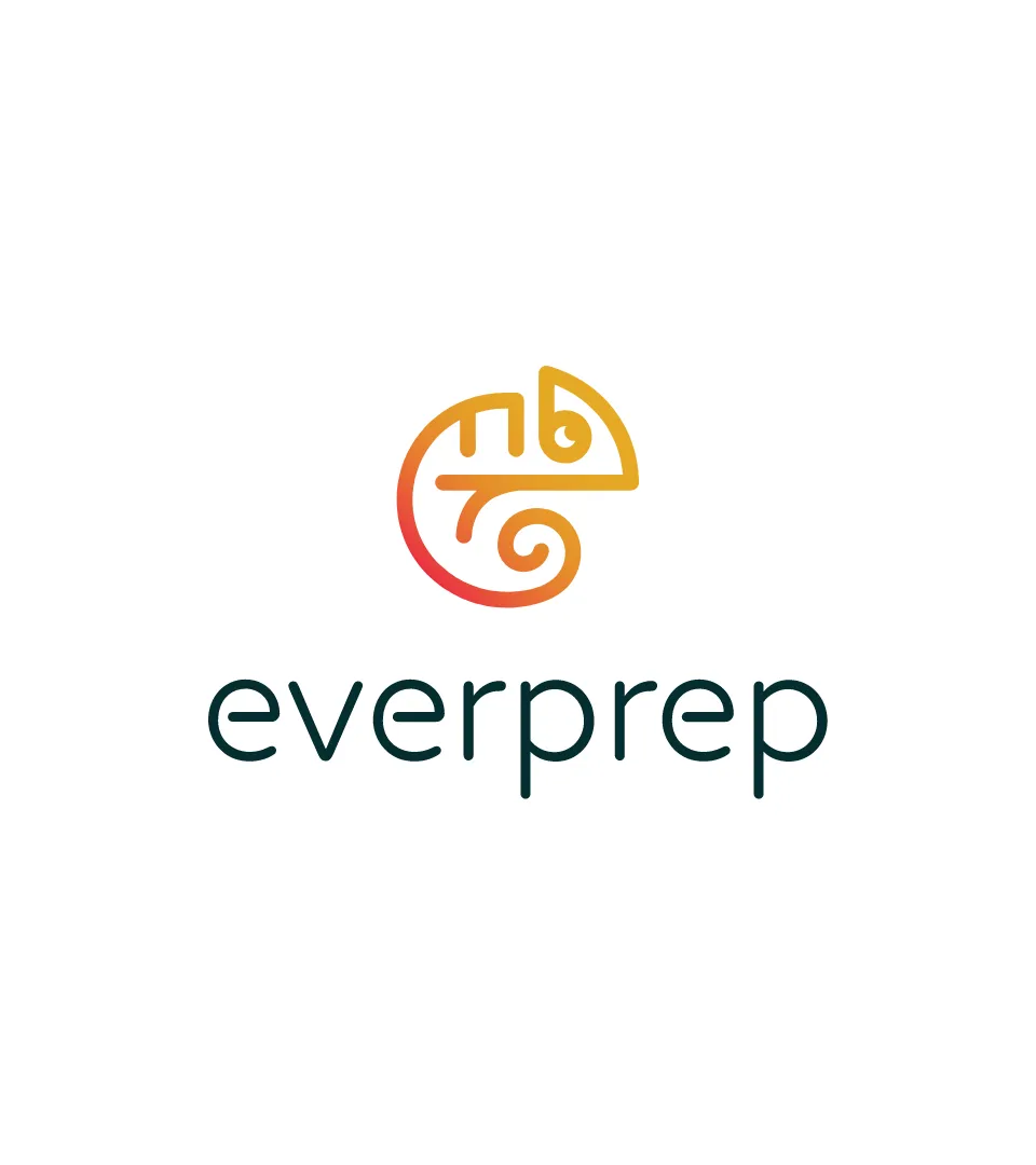 Everprep brand logo featuring an abstract circular symbol above the word 'everprep'.