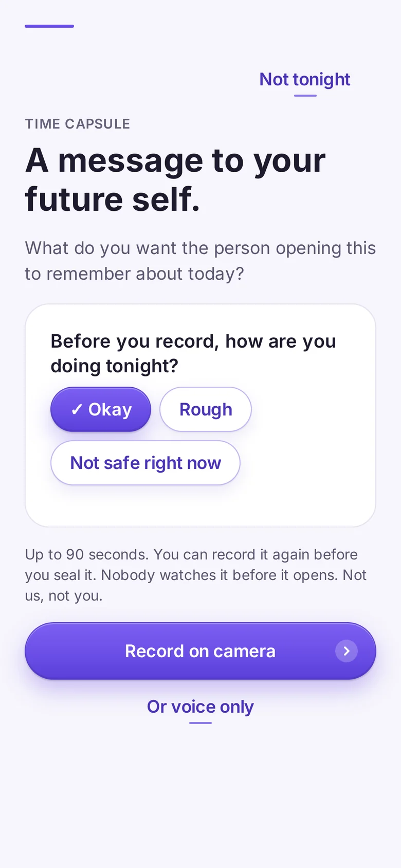 Before recording: how are you doing tonight?