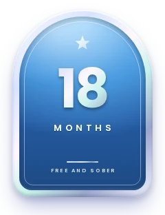 18 months sober milestone plaque in the Free and Sober app
