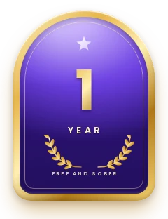 1 year sober milestone plaque in the Free and Sober app