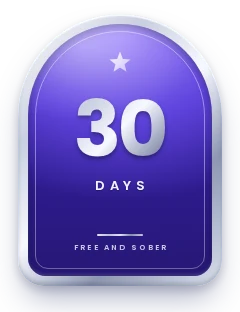 30 days sober milestone plaque in the Free and Sober app