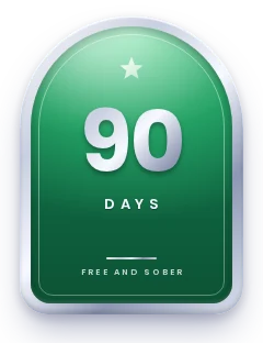 90 days sober milestone plaque in the Free and Sober app