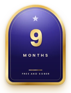 9 months sober milestone plaque in the Free and Sober app