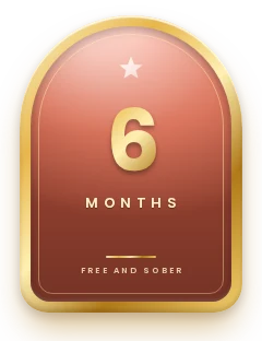 6 months sober milestone plaque in the Free and Sober app