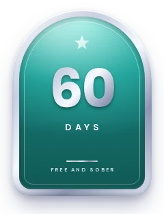 60 days sober milestone plaque in the Free and Sober app