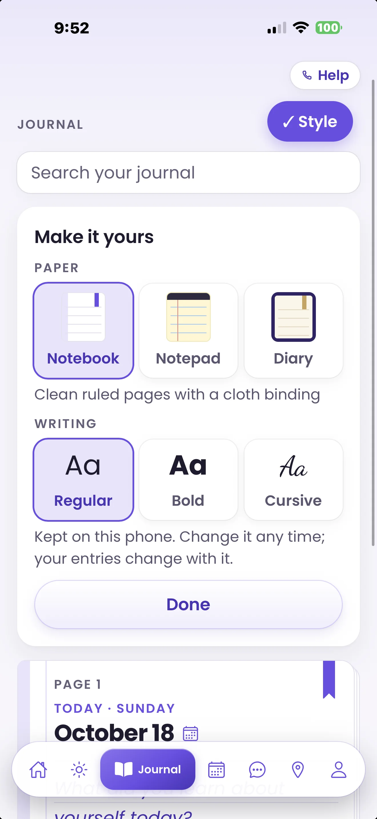 Free and Sober journal style choices: notebook, notepad and diary, with regular, bold and cursive writing